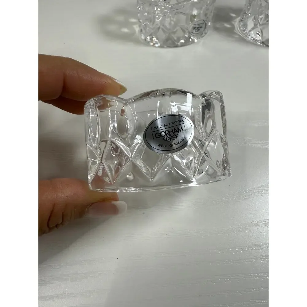 Gorham King Edward Full Lead Crystal Napkin Rings Set of 4 West Germany C478
